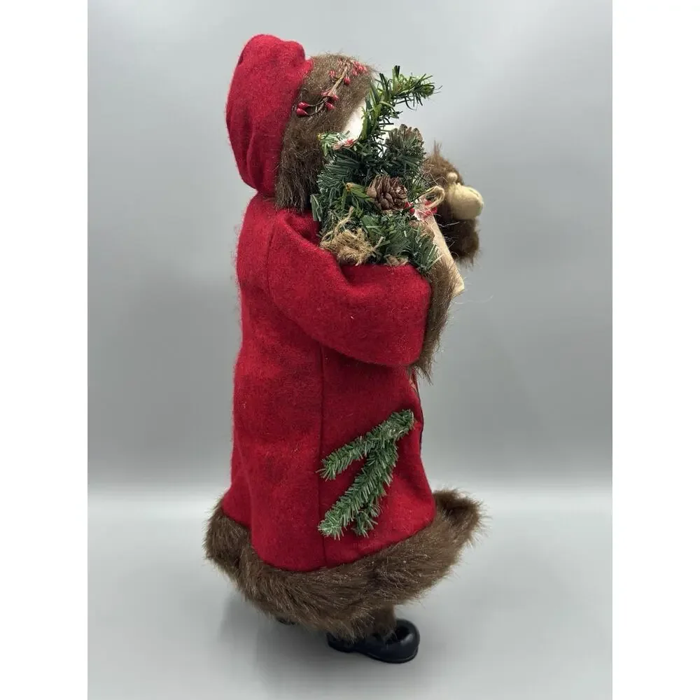 Traditional Christmas Santa Claus Figurine In Red Coat Faux Fur Hobby Lobby 17”
